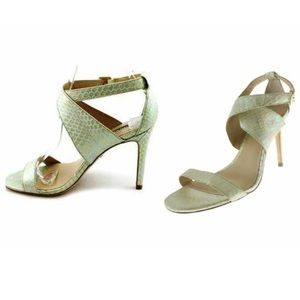 Charles David Iridescent Green Snakeskin Evening Heels Shoes ~ 7.5M